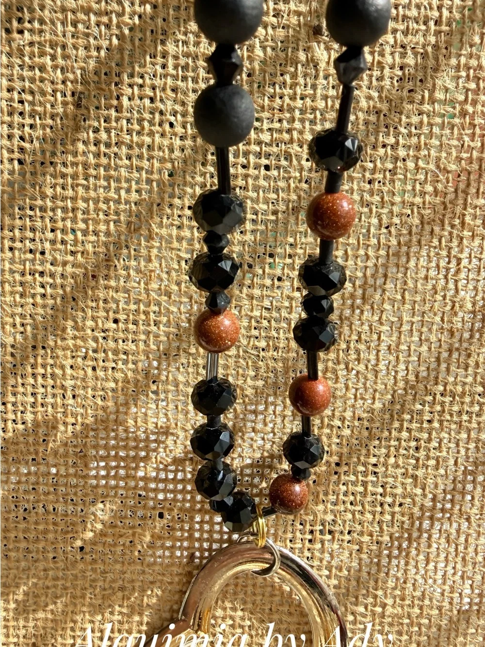 HIGH SUMMER + Black Faceted & Textured Beaded Necklace onyx